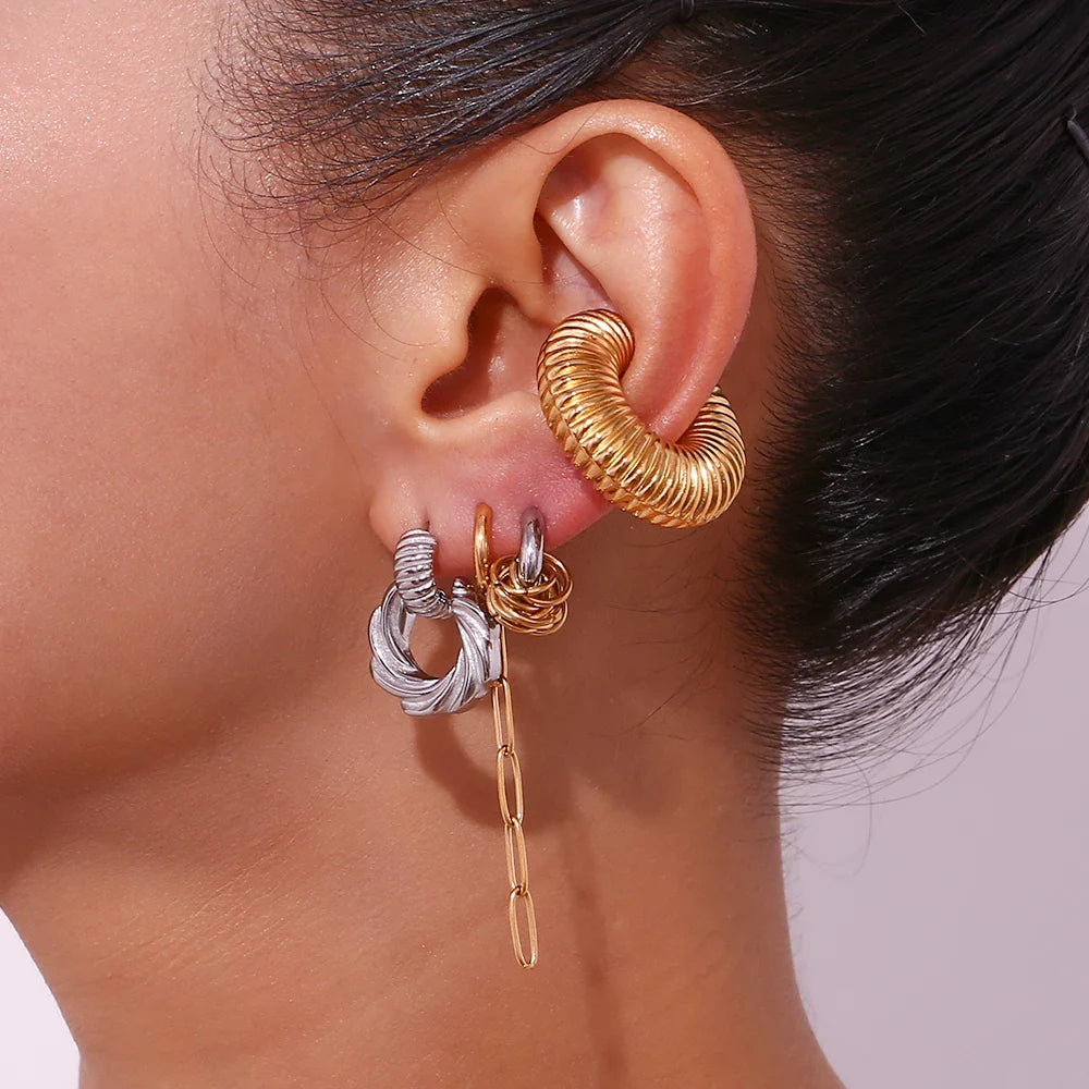 BowLift | Dainty Two Tone C Hoop Wrapped Earrings
