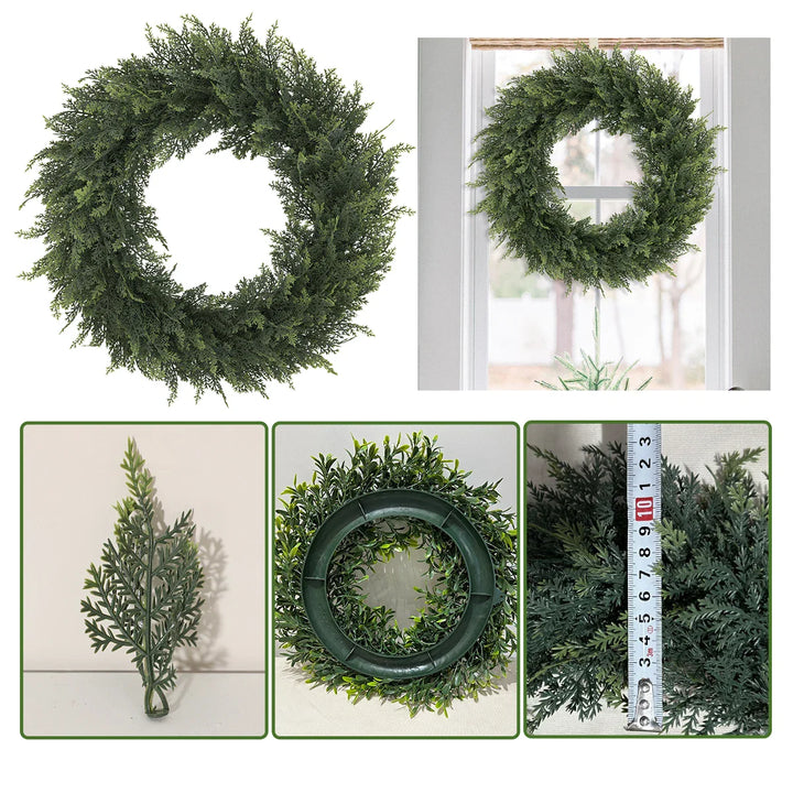 BowLift | Verdania | Artificial Cedar Wreath | Evergreen | 30 cm Ø | Low Maintenance Decor for Home & Garden