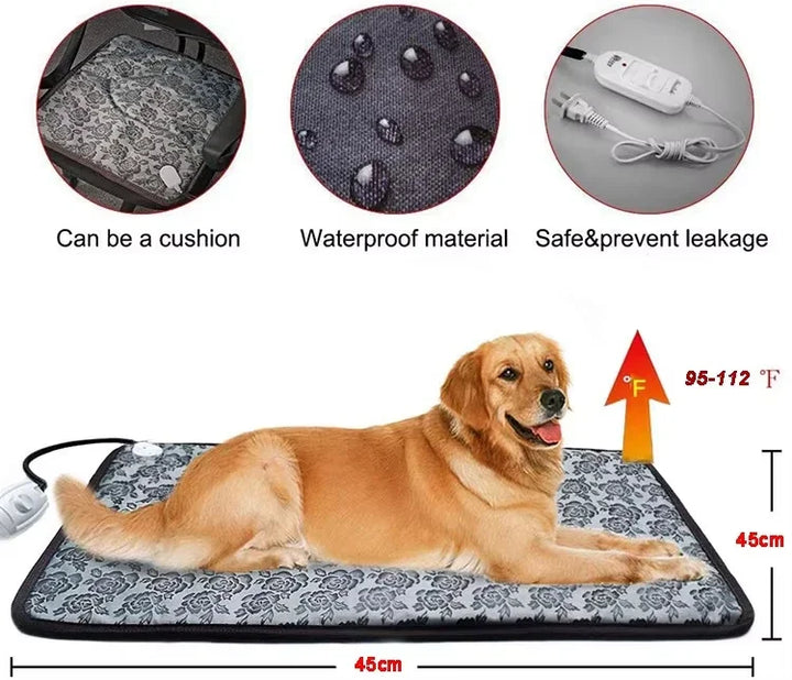 BowLift | Heated Pet Mat PawTherm | Temperature Control & Timer | Waterproof & Safe | For Dogs & Cats