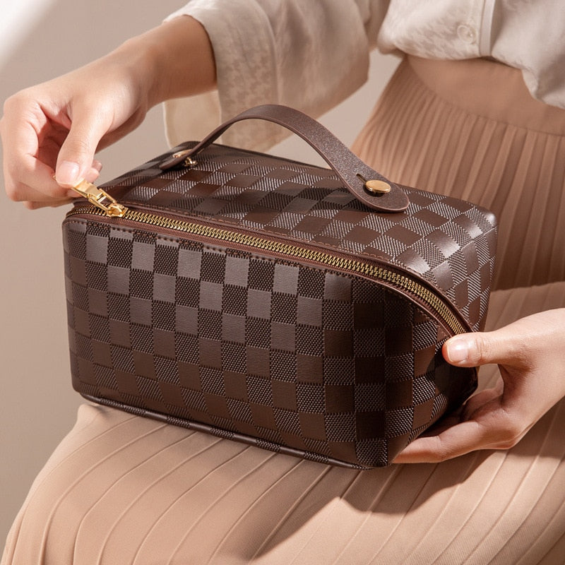 BowLift | Velvoria Luxury Cosmetic Bag for Travel & Home | With Compartments & PU Leather | Water-Repellent & Versatile