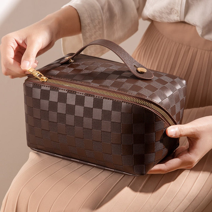 BowLift | Velvoria Luxury Cosmetic Bag for Travel & Home | With Compartments & PU Leather | Water-Repellent & Versatile