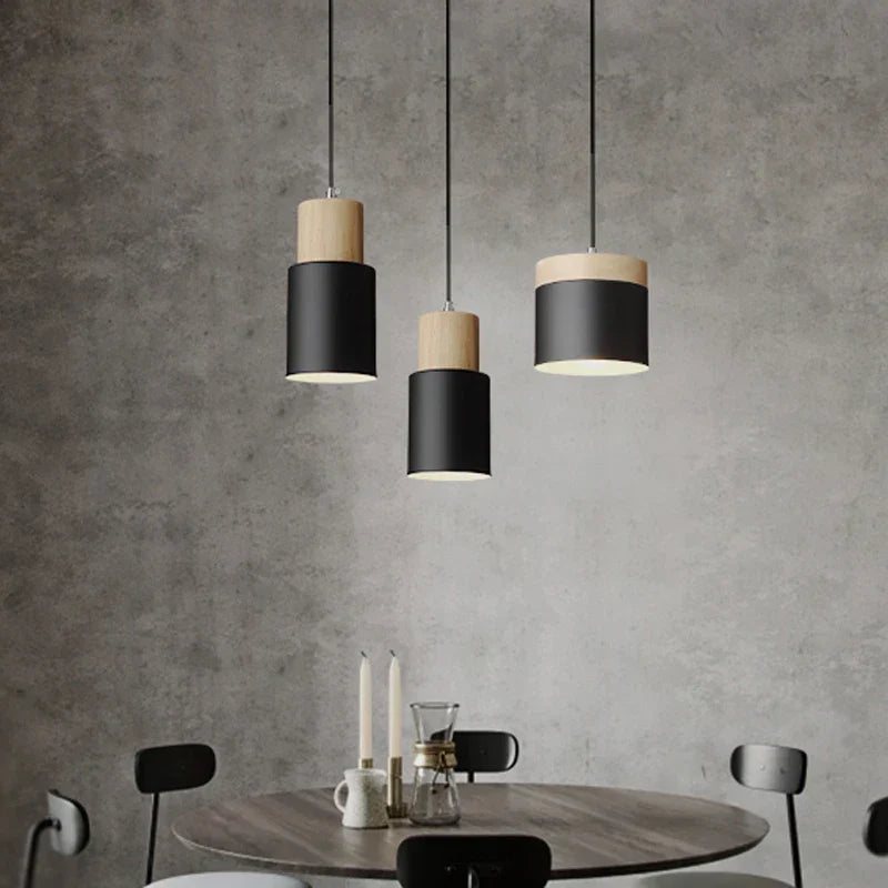 BowLift | Nordic LED Pendant Lights Made of Metal and Wood - Modern Hanging Lamps for Dining Room and Kitchen
