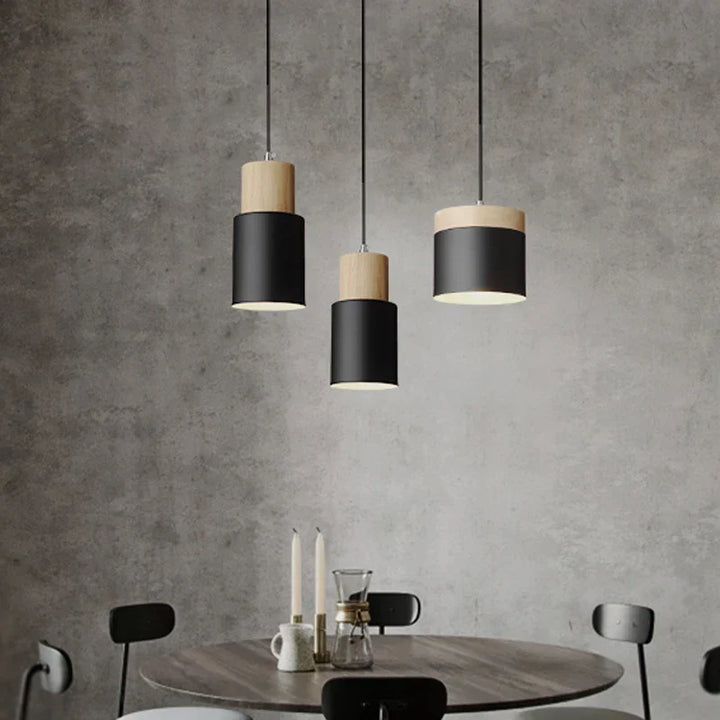 BowLift | Nordic LED Pendant Lights Made of Metal and Wood - Modern Hanging Lamps for Dining Room and Kitchen