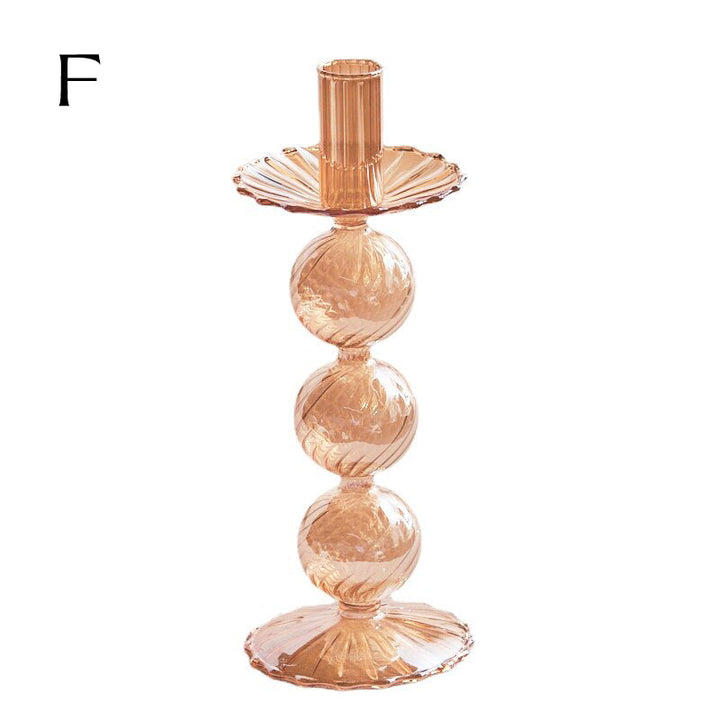 Ribbed Glass Candle Holders - Amber | Bowlift