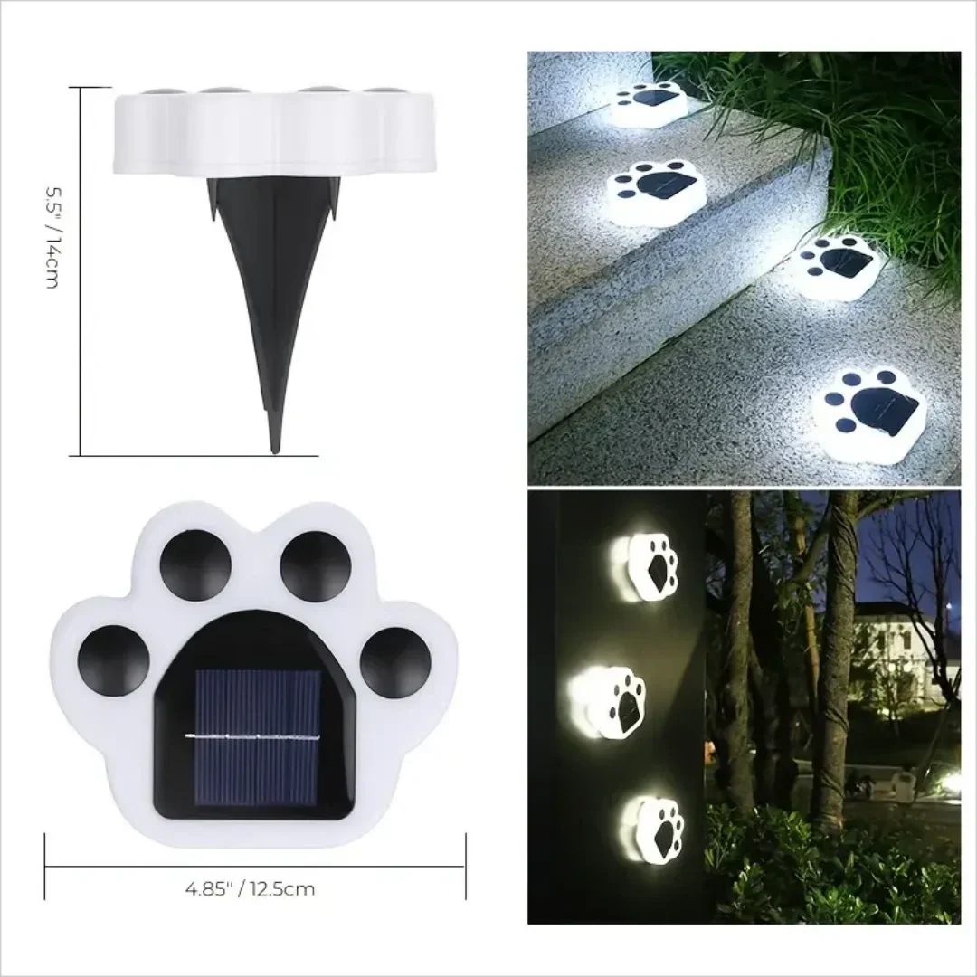 Glowing Paw LED Solar Pathway Outdoor Lights | Bowlift