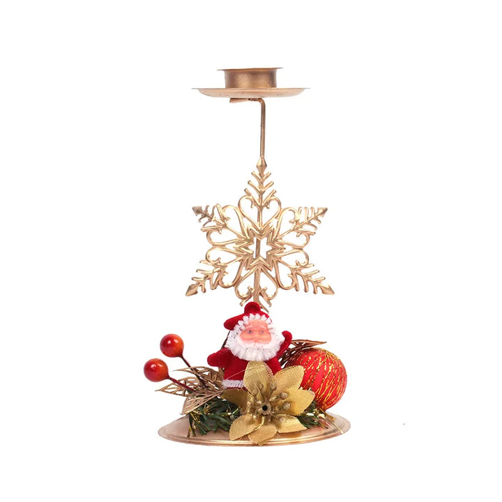 BowLift | Candle Holder LumiNoel | Golden Christmas Candle Holder Made of Iron | Snowflake, Star, Tree & Reindeer | Table Decoration for Christmas & New Year