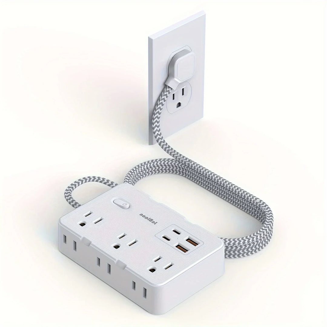 Smart home power strip with USB fast charging function | US plug AC outlet with woven extension cord and network filter | Bowlift