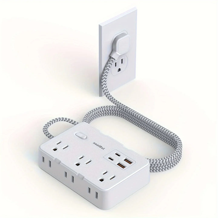 Smart home power strip with USB fast charging function | US plug AC outlet with woven extension cord and network filter | Bowlift
