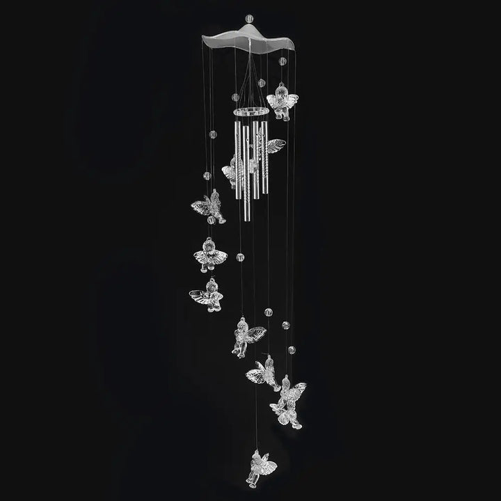 BowLift | Klangverve Wind Chime "Air Kiss" | Romantic Sound Games with Butterfly & Bell | 55 cm Metal Decor for Garden, Balcony & Window