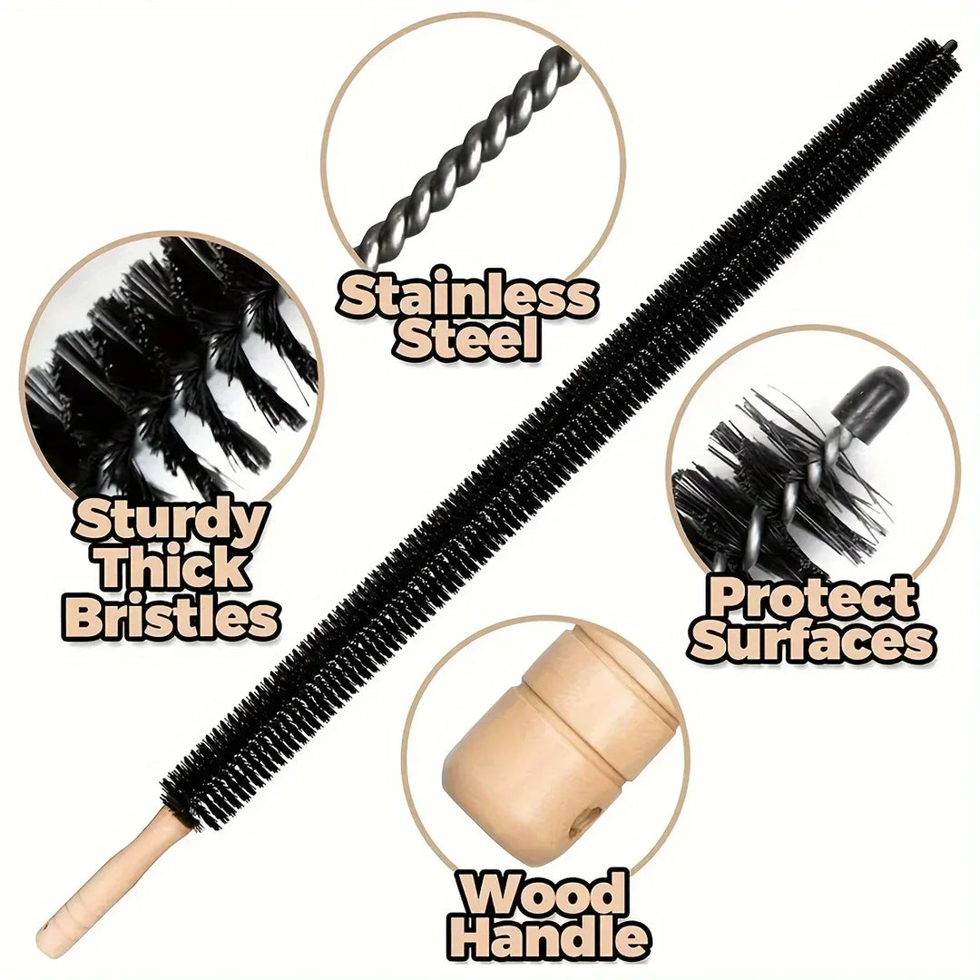 BowLift | Dustello Cleaning Brush with Wooden Handle | Flexible & Extra Long | For Radiators, Pipes & Furniture Gaps | 70–75 cm
