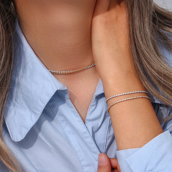 BowLift | 2mm Dainty Tennis Chain Bracelet and Necklace