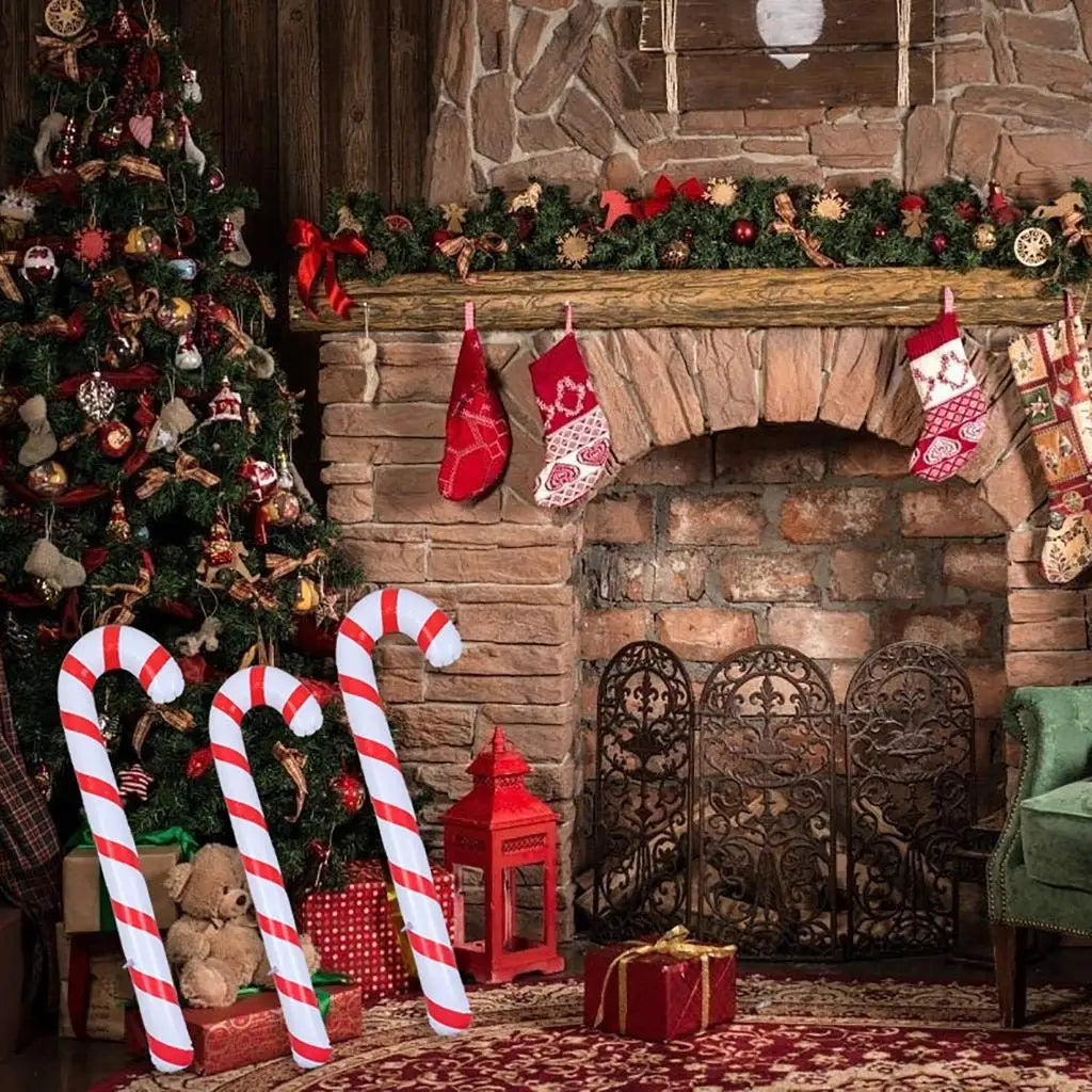 BowLift | CandyFest Inflatable Christmas Candy Canes – Set of 4 PVC Decorations of 87 cm