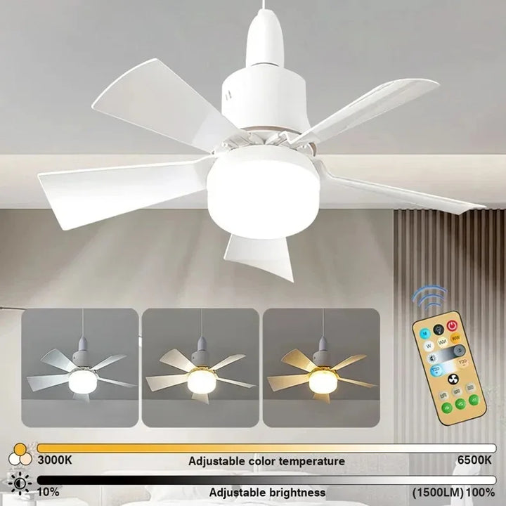 Ceiling Fan LED with Remote Control – Dimmable 30W, E27 Base, Modern Smart Wireless Fan Light for Bedroom and Living Room | Bowlift