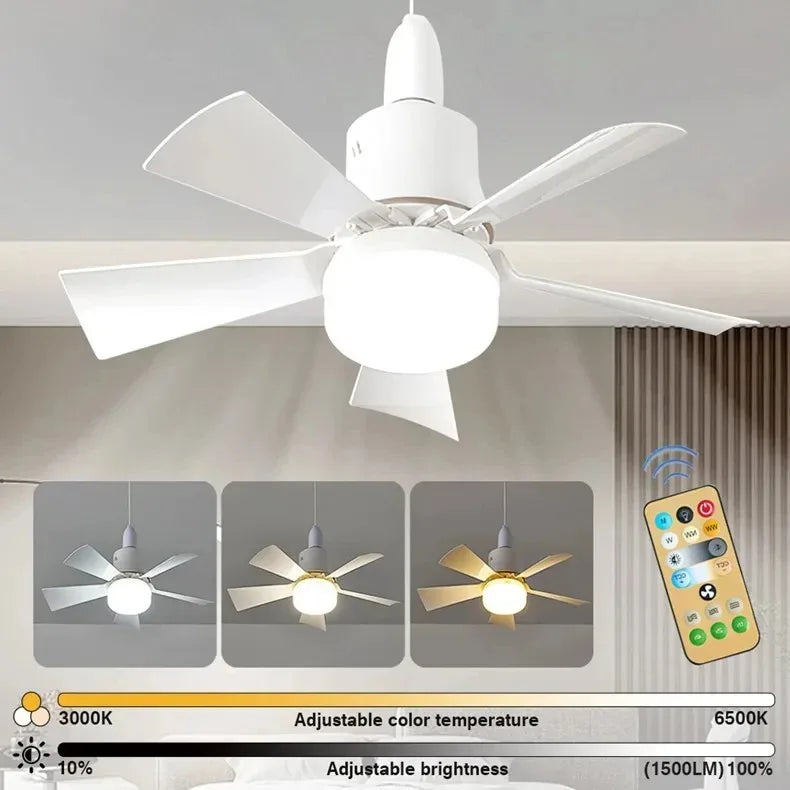 30W E27 Ceiling Fan Light with Remote - LED Dimming Function, Intelligent Silent Fan for Bedroom & Living Room | Bowlift