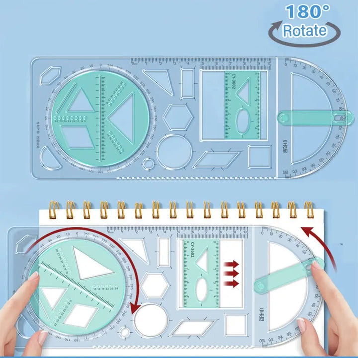 Math Genius Multi-Angle Drawing Precision Ruler | Bowlift