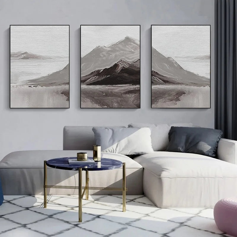 Abstract Gray Mountain Landscape Wall Art Fine Art Canvas Prints Pictures For Modern Apartment Living Room Dining Room Art Decor | Bowlift
