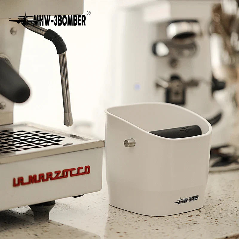 BowLift | 0.9–1.2 l Espresso knock box, detachable knock bar and non-slip base, square coffee grounds waste, barista desktop accessories