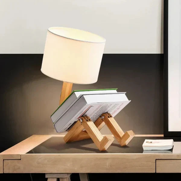 Wooden Table Lamp with Book Holder - RutanFlex | Bowlift