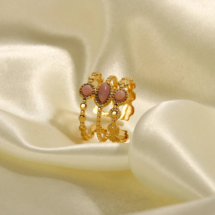 BowLift | 18k Triple Rose Stone Ring Stack