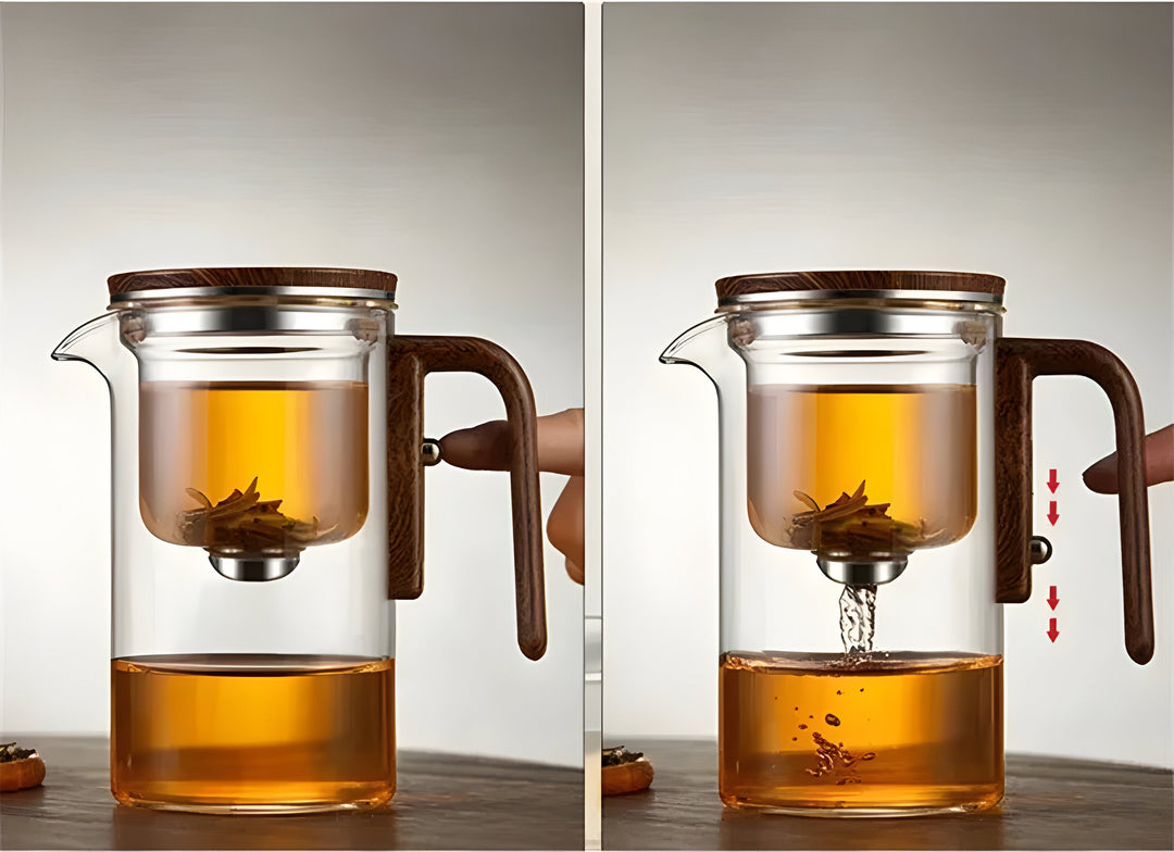 TranquilSip Teekanne – Magnetic Switch Filter Glass Teapot | Bowlift