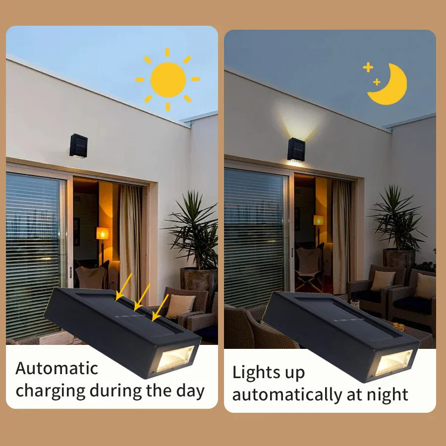 BowLift | Waterproof LED Solar Wall Light: Up and down light for balcony, garden, street and landscape