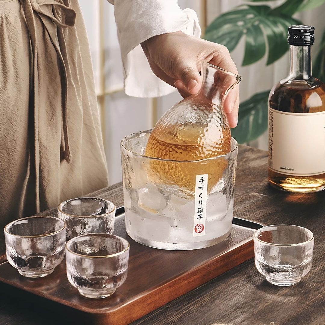 Japanese Glass Set – Elegant Sake & Whisky Set | Perfect for Bar & Home | Bowlift