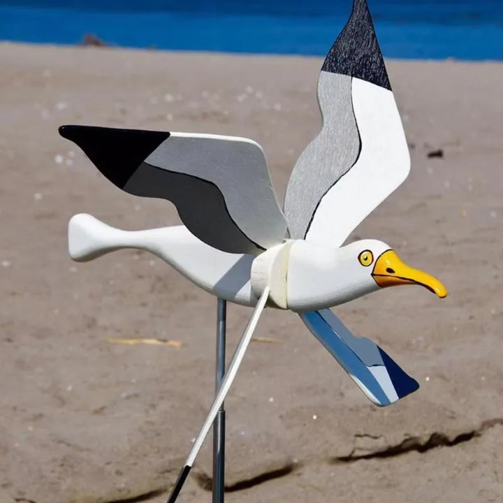 BowLift | Garden decor wind bird SkyGull | Creative wind spinner with seagull motif | Weatherproof & height adjustable | 25 cm figure