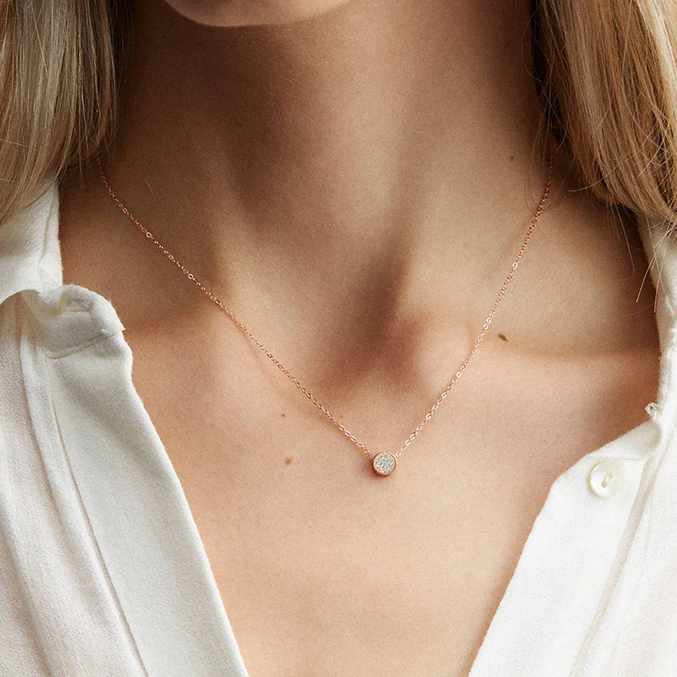 BowLift | Dainty Diamond Speckled Birthstone Circle Necklace