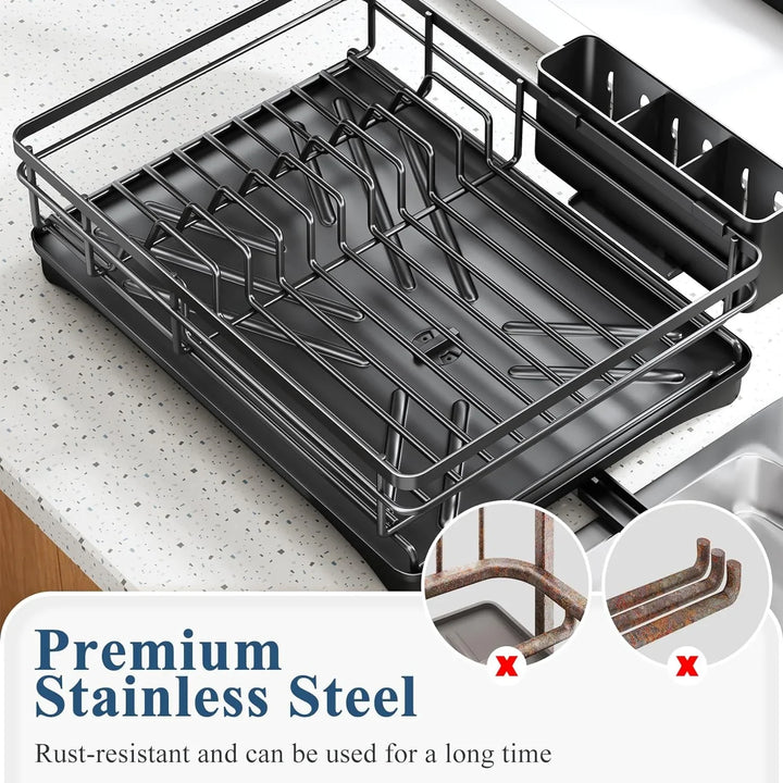 BowLift | Dish Drying Rack with Drainboard & Large Cutlery Holder – Nova