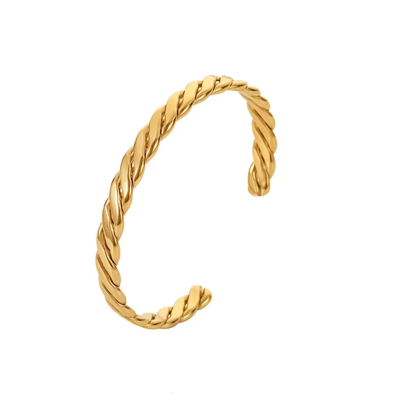 BowLift | 18k Chunky Gold Woven Bangle Bracelet