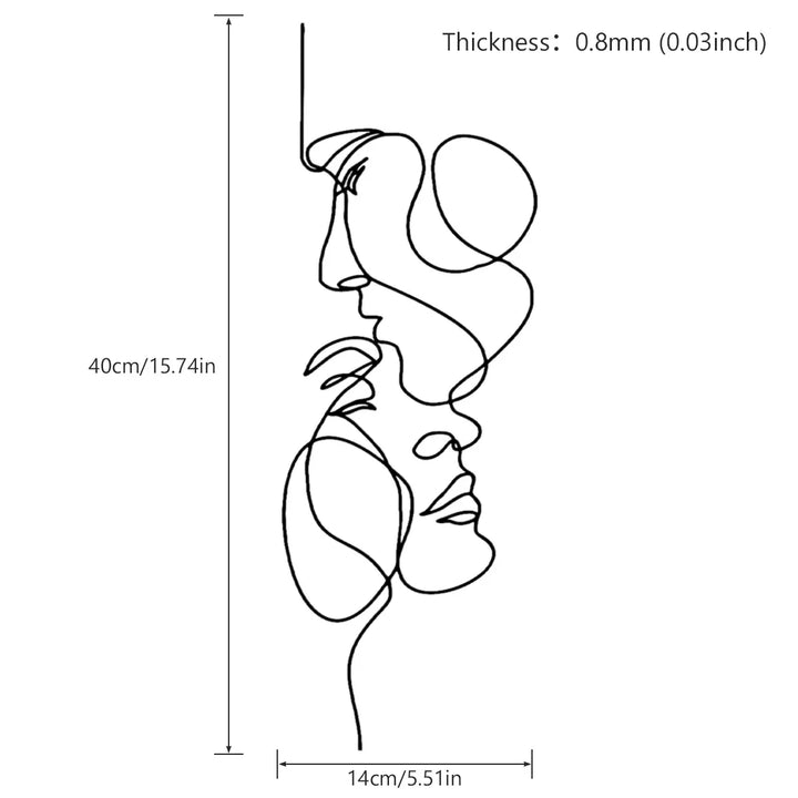 Minimalist Entwined Lovers Metal Line Art Sculpture Wall Decor Abstract Nordic Hanging Decoration For Living Room Bedroom Wall | Bowlift