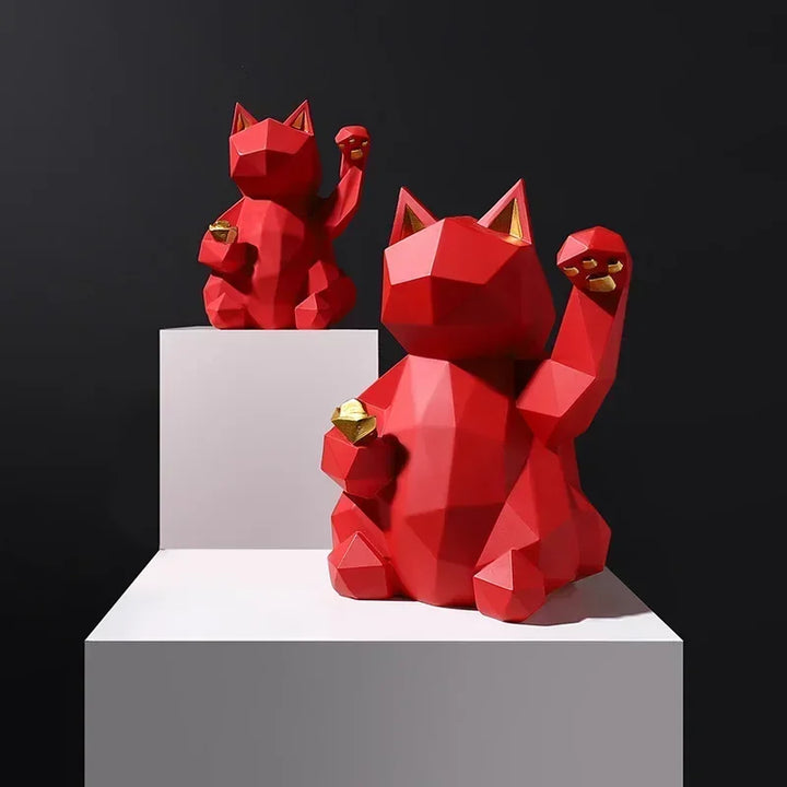 Nordic Minimalism Geometry Lucky Cat Statues | Bowlift