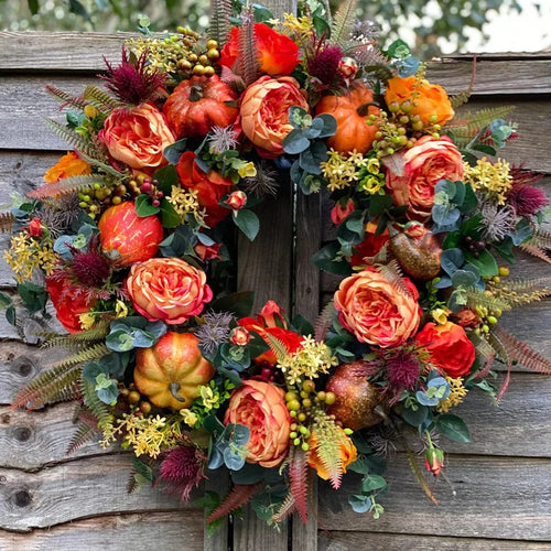 BowLift | Autumna Charm Autumn Door Wreath | Pumpkin & Rattan | 40 cm | Handmade Decoration for Autumn & Thanksgiving