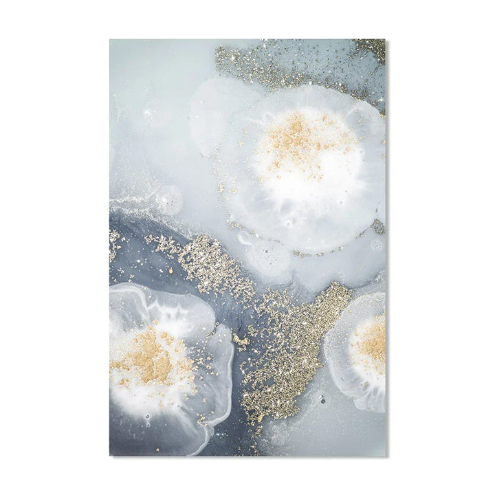 Blue White Golden Abstract Floral Wall Art Fine Art Canvas Prints Poster Picture For Modern Living Room Bedroom Nordic Home Decor | Bowlift