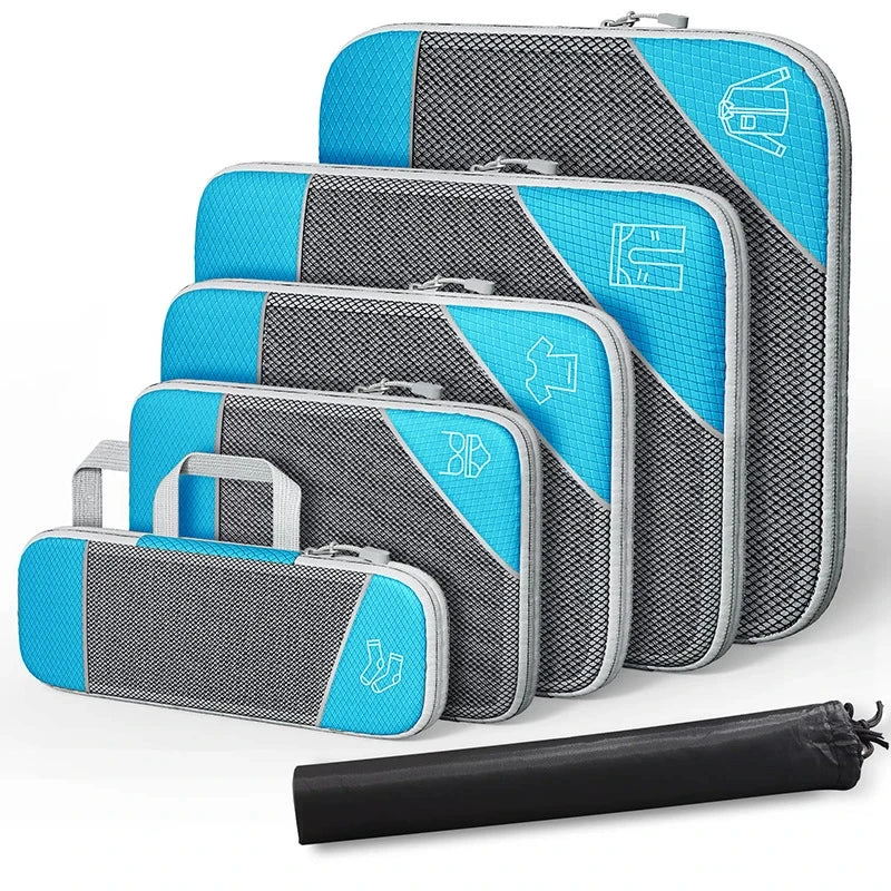 BowLift | PackEase Travel Organizer Set | 6-piece | Compressible Suitcase Bags | Waterproof & Space Saving