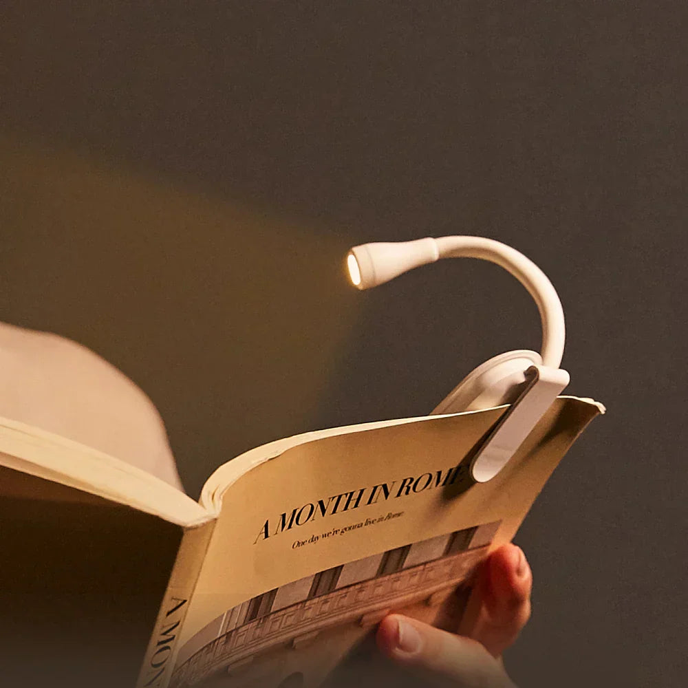 BowLift | Mini Book Light - Portable Clip-On Night Light with USB Charging, Dimmable LED for Bedroom, Eye Protection, and Camping - 360° Flip Clip Book Lamp