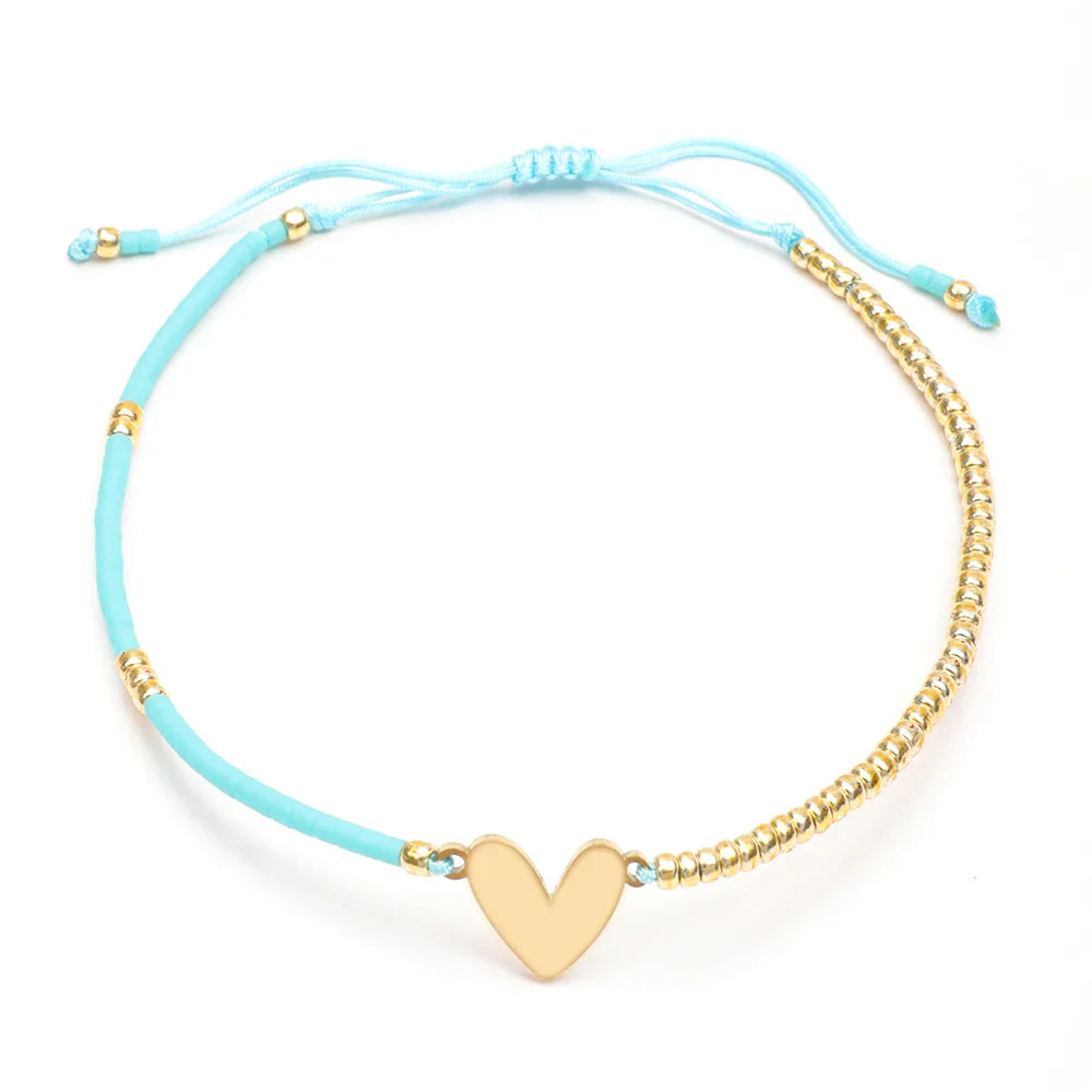 BowLift | Adjustable Dainty Beaded Flat Heart Bracelet