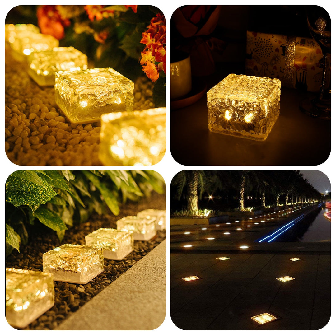 Waterproof solar-powered ice cube lamp for stylish garden and terrace atmosphere Bowlift