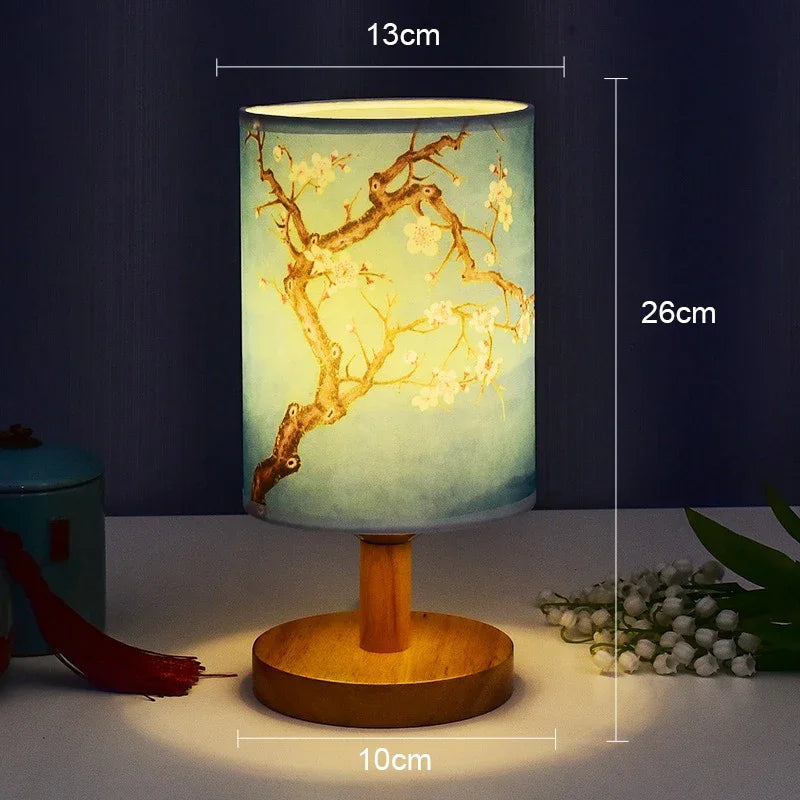 BowLift | LiánHua LED Table Lamp Plum Blossom | Dimmable | Fabric Shade in Chinese Style | Warm White Light | EU Plug