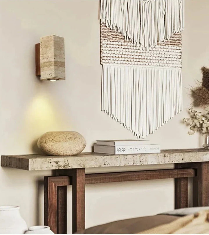 BowLift | Modern Natural LED Wall Lamp made of Travertine