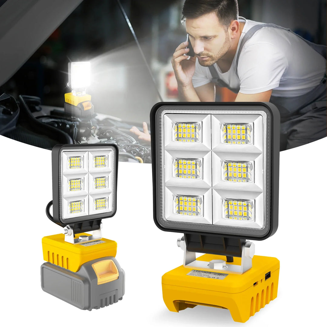 BowLift | PowerLuma 48 LED Work Light | 48W Battery Construction Spotlight | 5200 Lumen | USB-C Charging Port | For DeWalt Batteries (without battery)