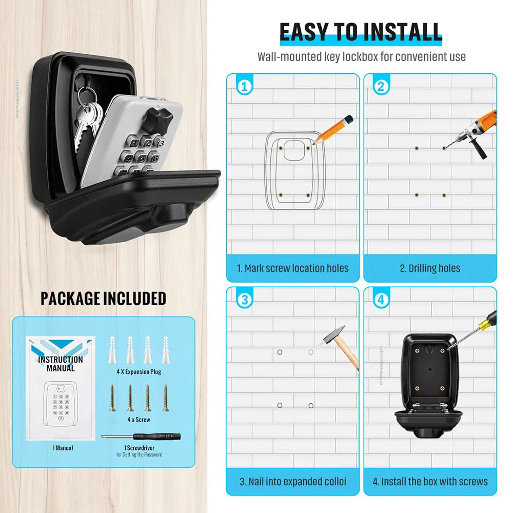 BowLift | Waterproof Wall-Mounted Key Safe Box | Secure, Durable & Ideal for Outdoor Use