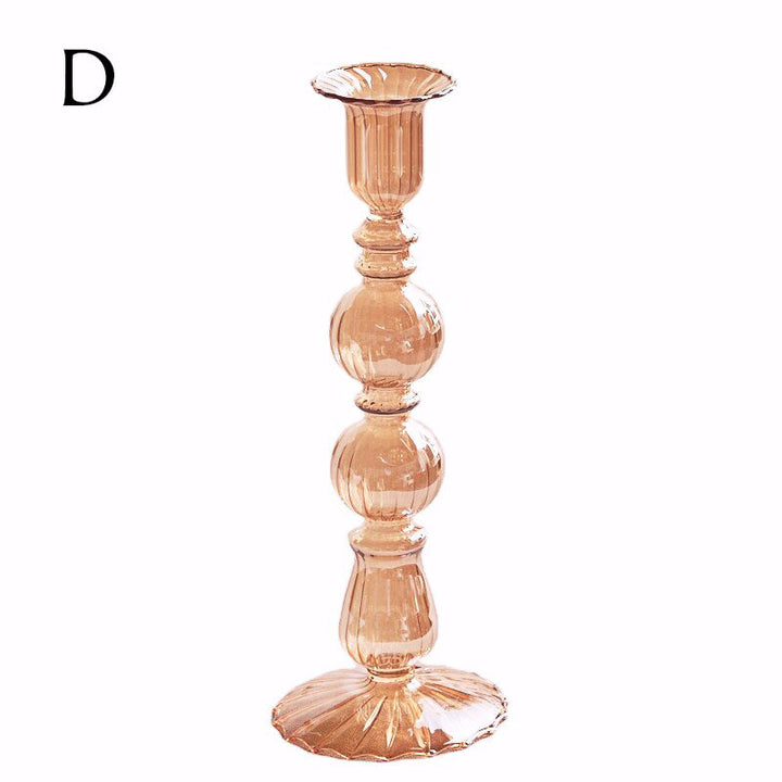 Ribbed Glass Candle Holders - Amber | Bowlift
