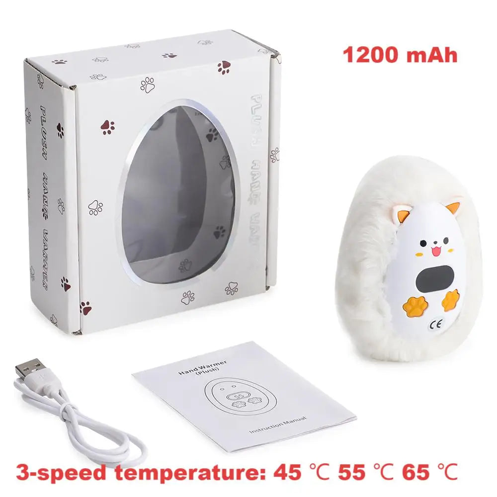 BowLift | Furrio Electric Hand Warmer Fox | Rechargeable 1200 mAh | 3 Heat Levels & Digital Display | Plush Surface | USB Type-C | Portable for Winter & Office