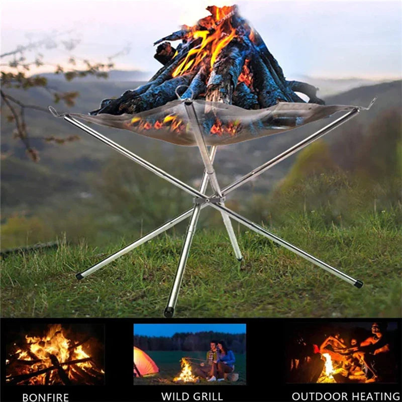 BowLift | Pyroniq Outdoor Fire Pit | Foldable & Stable | Stainless Steel | For Camping & Garden