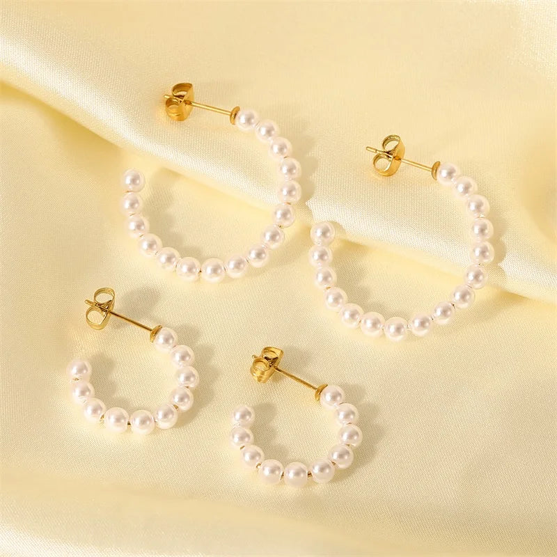 BowLift | Elegant C Hoop Pearl Earrings