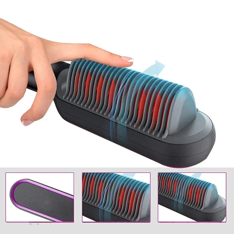 BowLift | Hair Straightening Brush UK – 2-in-1 Thermal Comb Straightener & Curler with Adjustable Heat & Tourmaline Technology