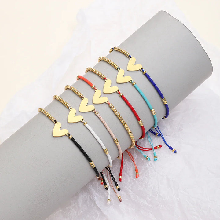 BowLift | Adjustable Dainty Beaded Flat Heart Bracelet