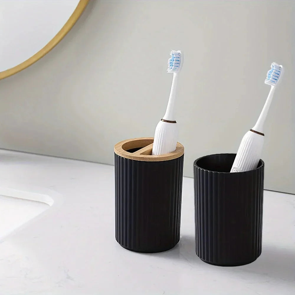 6-piece bathroom set with bamboo accents | Bowlift