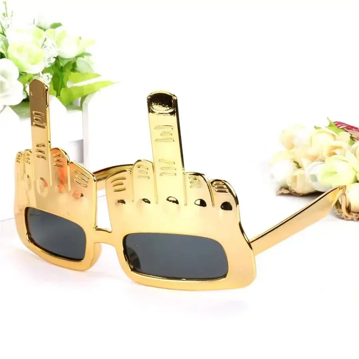 Bold Gold Middle Finger Party Sunglasses | Bowlift
